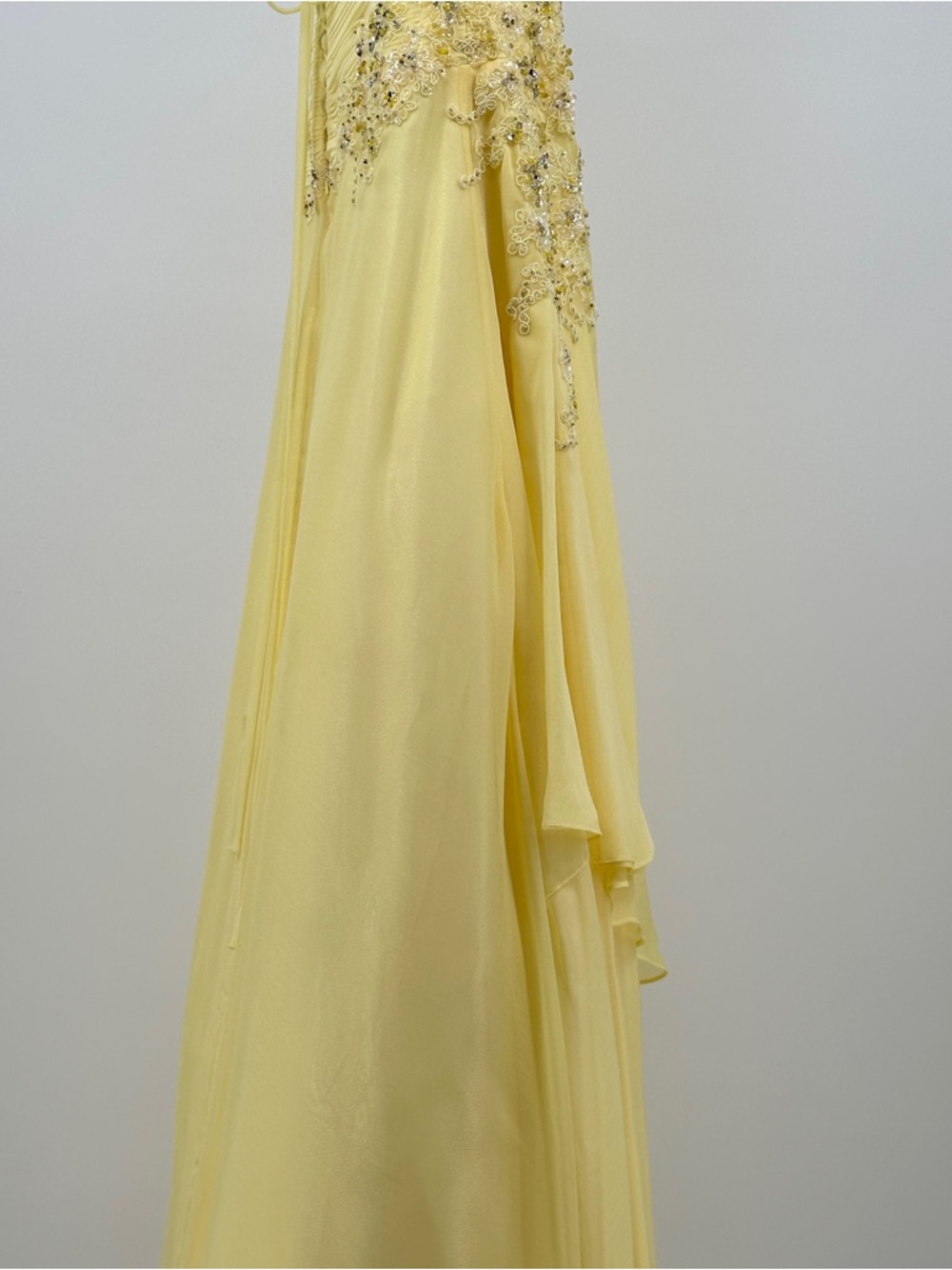 Elegant Yellow Prom Dress Beaded Halter Spaghetti Strap Size 14 - Picture 7 of 12